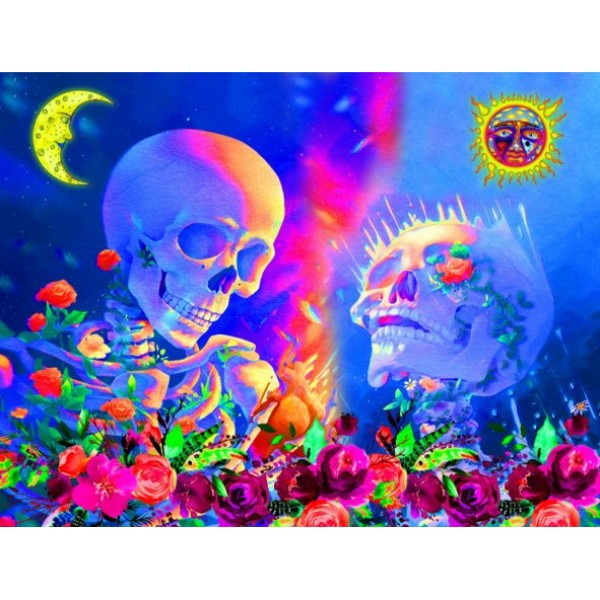 Skull - UV Reactive Tapestry with Wall Hanging Accessories UK