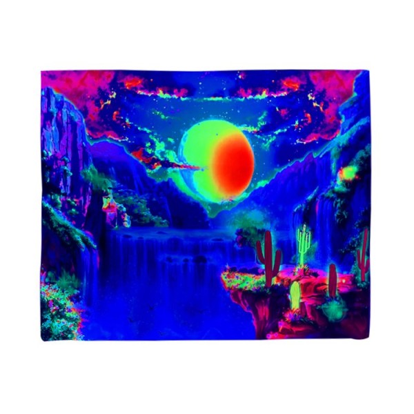 Waterfall- UV Reactive Tapestry with Wall Hanging Accessories UK