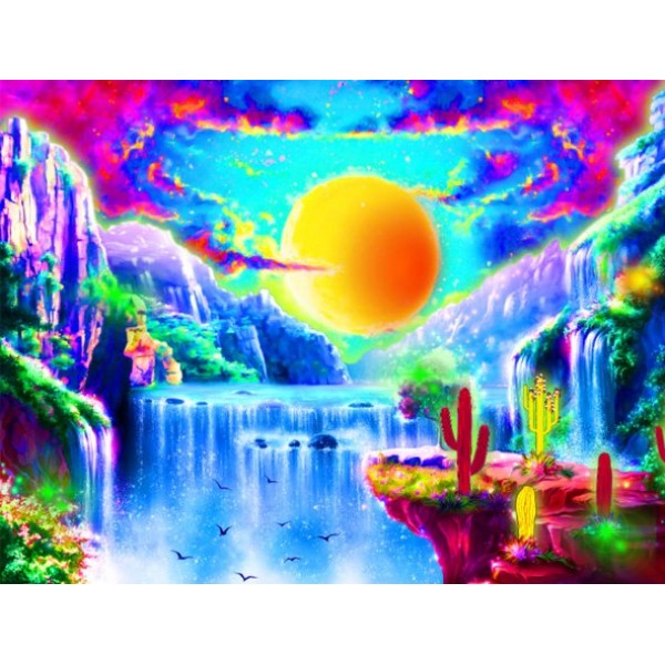 Waterfall- UV Reactive Tapestry with Wall Hanging Accessories UK