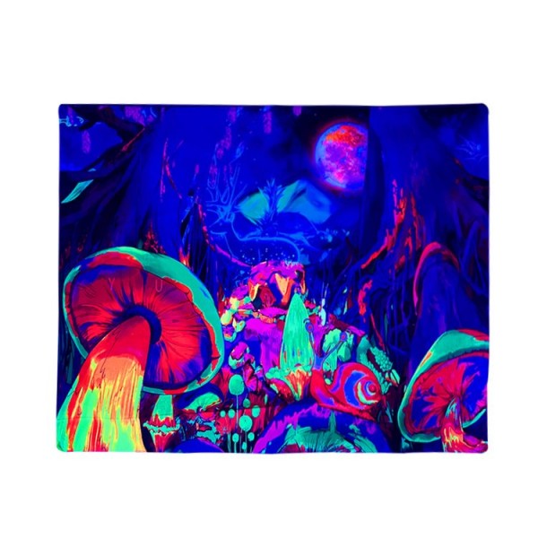Mushroom - UV Reactive Tapestry with Wall Hanging Accessories UK