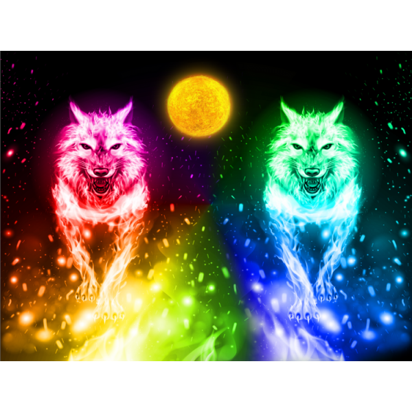 Wolf - UV Reactive Tapestry with Wall Hanging Accessories UK