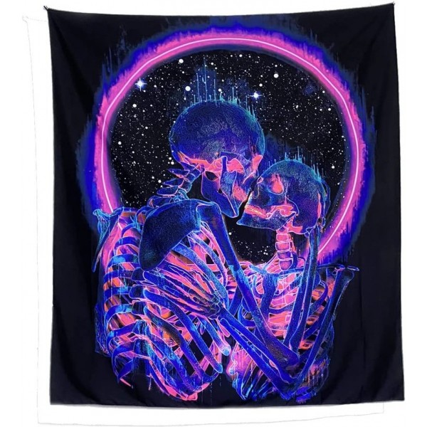 Skull - UV Reactive Tapestry with Wall Hanging Accessories UK