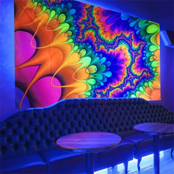 Psychedelic - UV Reactive Tapestry with Wall Hanging Accessories UK