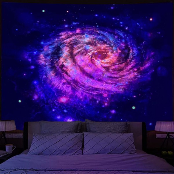Galaxy - UV Reactive Tapestry with Wall Hanging Accessories UK