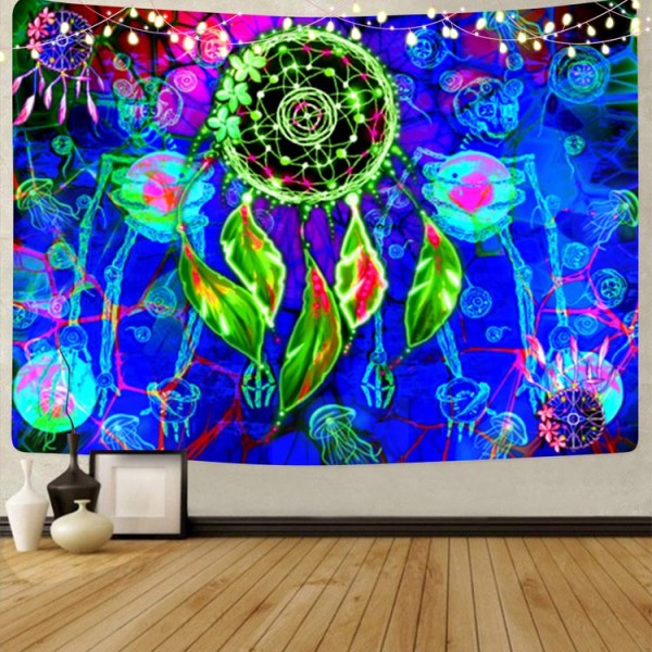 Dreamcatcher - UV Reactive Tapestry with Wall Hanging Accessories UK