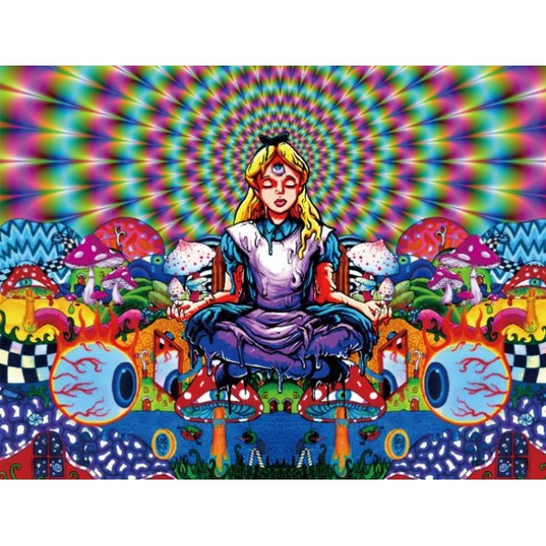 Psychedelic Girl - UV Reactive Tapestry with Wall Hanging Accessories UK