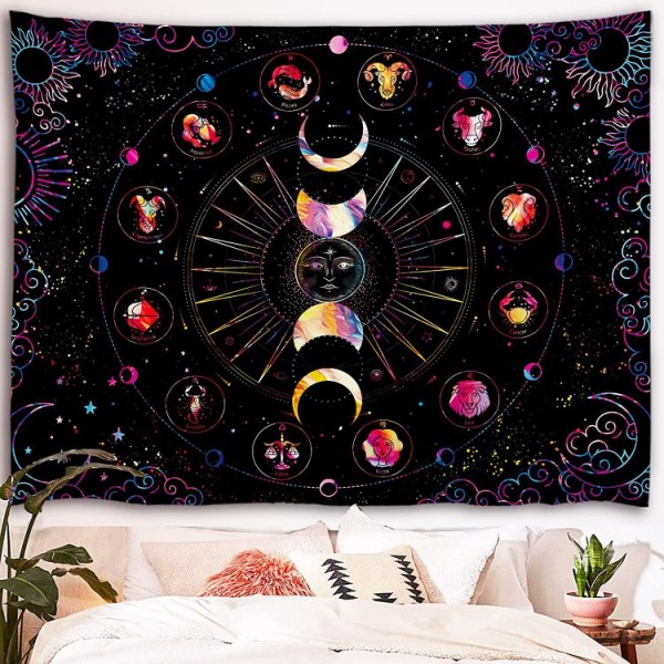Moon&Sun - UV Reactive Tapestry with Wall Hanging Accessories UK