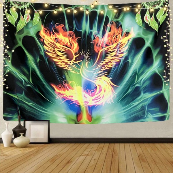 Phoenix - UV Reactive Tapestry with Wall Hanging Accessories UK