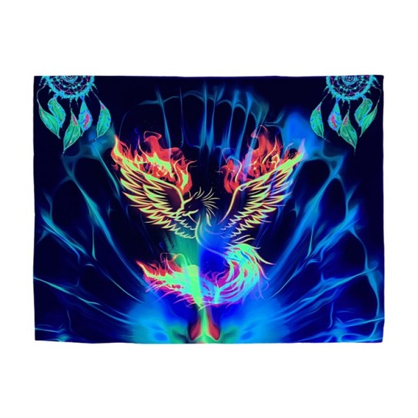 Phoenix - UV Reactive Tapestry with Wall Hanging Accessories UK