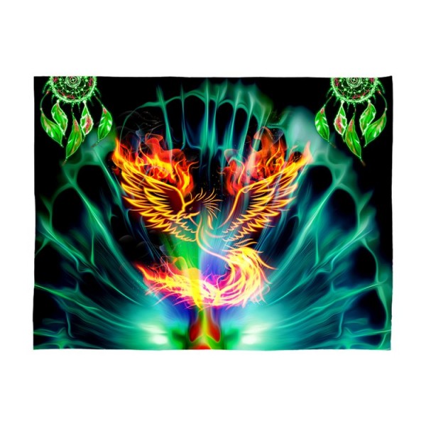 Phoenix - UV Reactive Tapestry with Wall Hanging Accessories UK