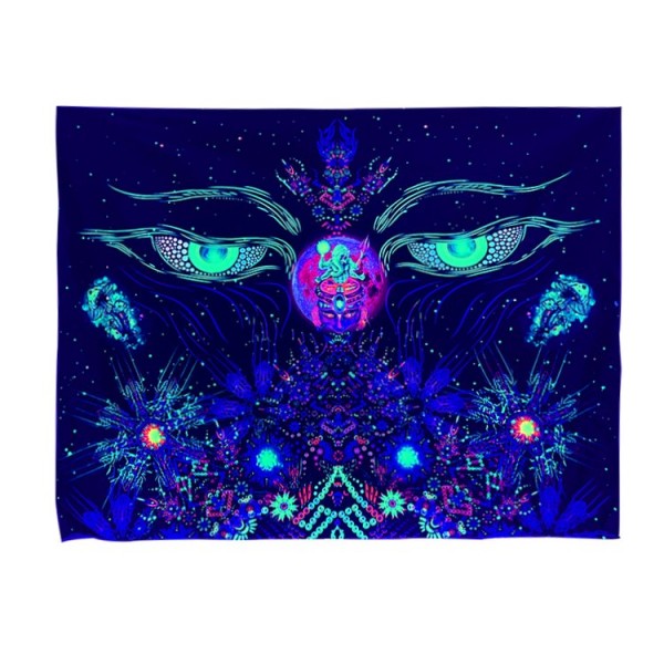 Psychedelic Eye - UV Reactive Tapestry with Wall Hanging Accessories UK