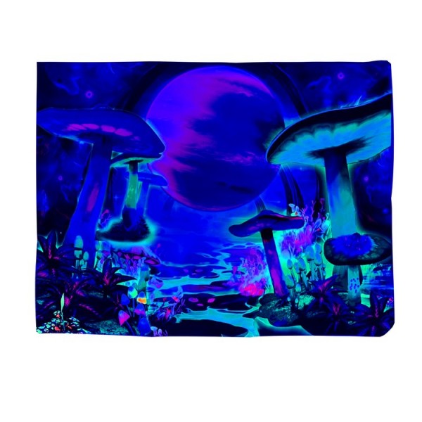 Mushroom - UV Reactive Tapestry with Wall Hanging Accessories UK