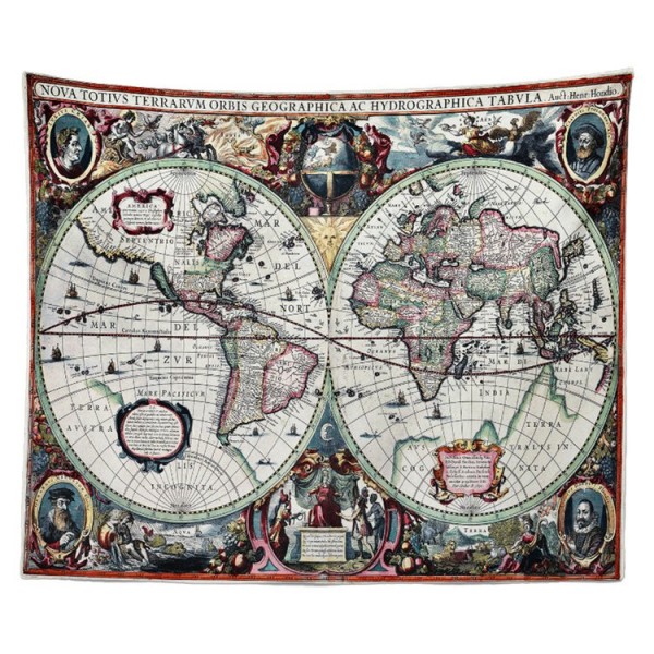 Northern Southern Hemispheres Map - Printed Tapestry UK