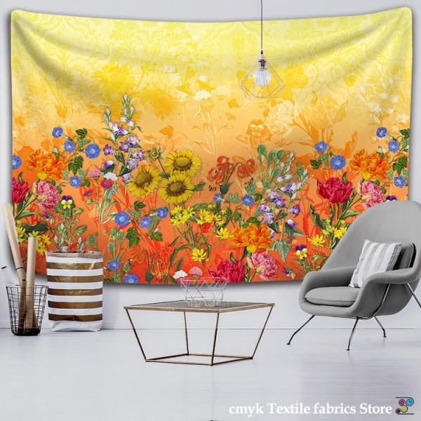 Colorful Floral Plants - Printed Tapestry UK