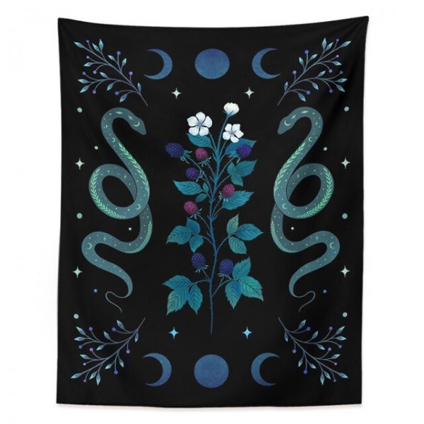 Moonlight Green Olive Leaf - Printed Tapestry UK