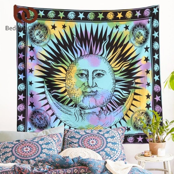 Psychedelic Celestial Sun - Printed Tapestry UK