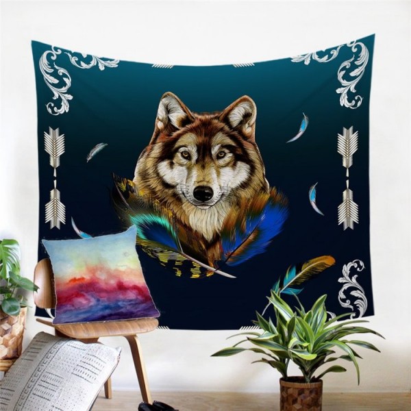 Royal Wolf Blue - Printed Tapestry UK