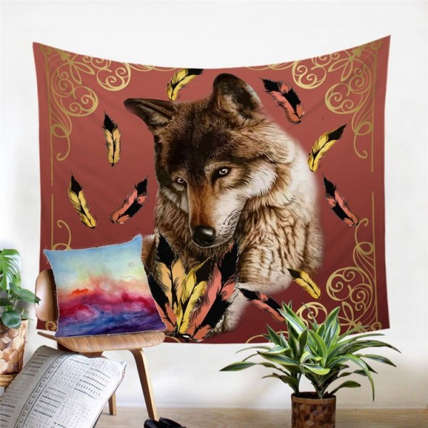 Royal Wolf Feather - Printed Tapestry UK