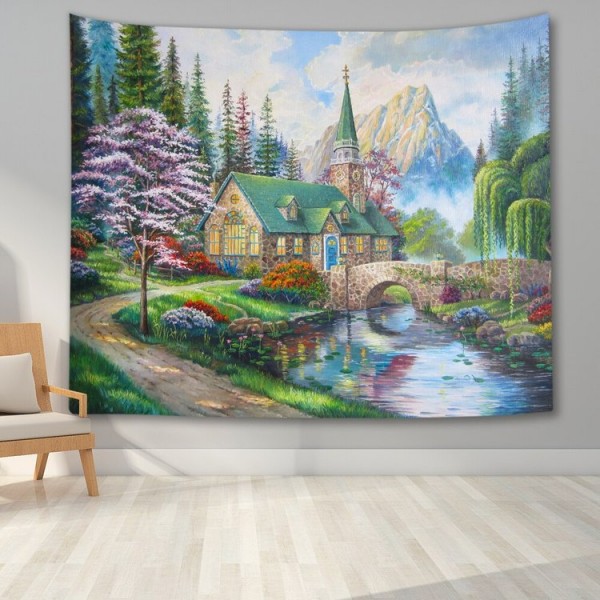 Oil Painting Landscape - Printed Tapestry UK