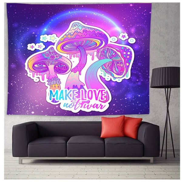 Colorful Glowing Mushroom - Printed Tapestry UK