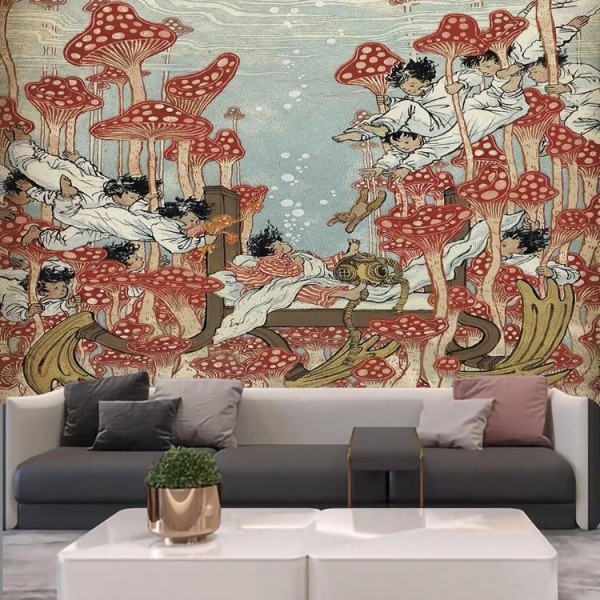 Psychedelic Mushroom - Printed Tapestry UK