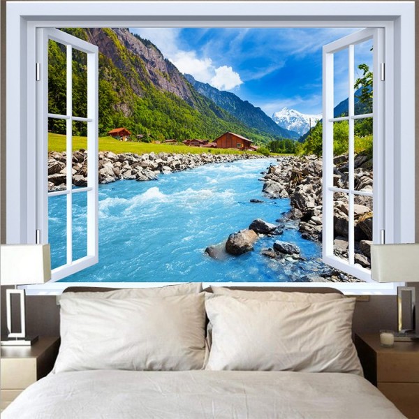 Landscape Outside The Window - Printed Tapestry UK