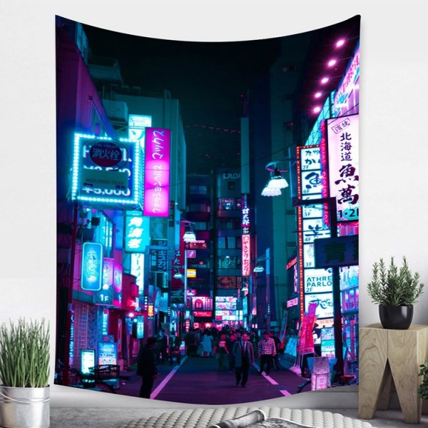 Tokyo Metropolitan Nightlife - Printed Tapestry UK
