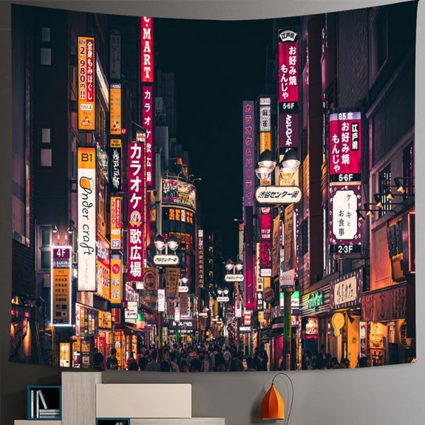 Tokyo Metropolitan Nightlife - Printed Tapestry UK