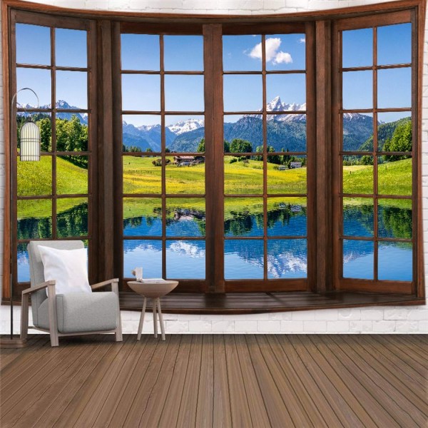 Landscape Outside The Window - Printed Tapestry UK