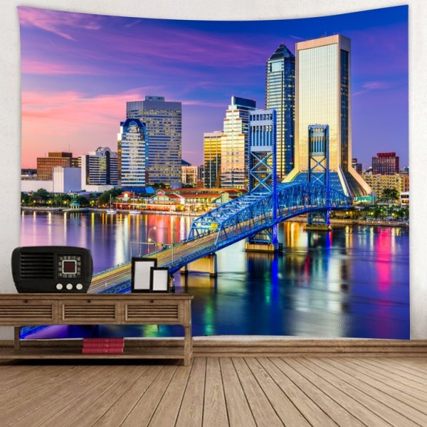 City Night Scene - Printed Tapestry UK