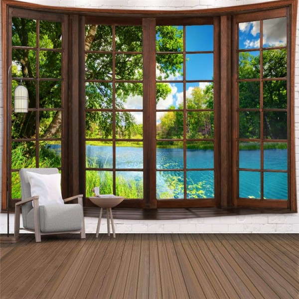 Landscape Outside The Window - Printed Tapestry UK