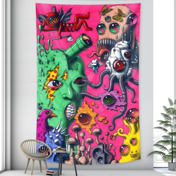Psychedelic Funny- Printed Tapestry UK