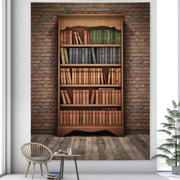 Retro Bookcase - Printed Tapestry UK