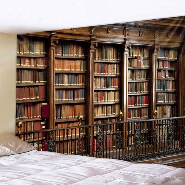 Retro Bookcase - Printed Tapestry UK