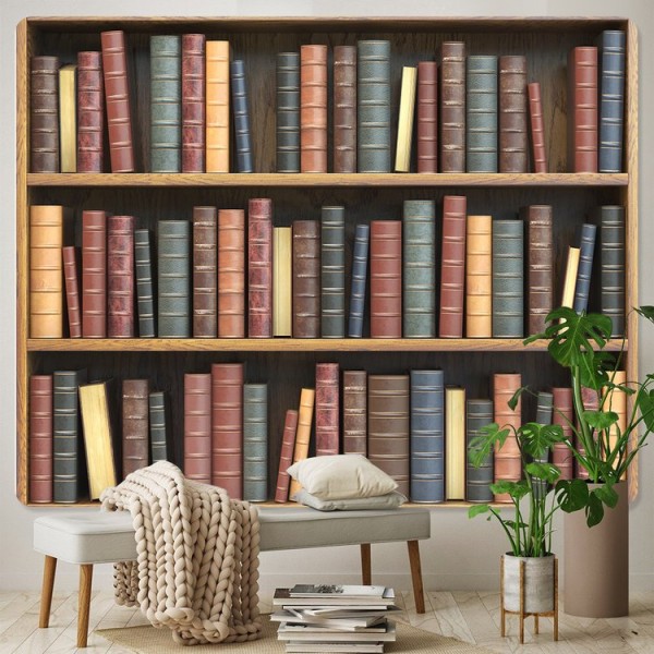 Retro Bookcase - Printed Tapestry UK