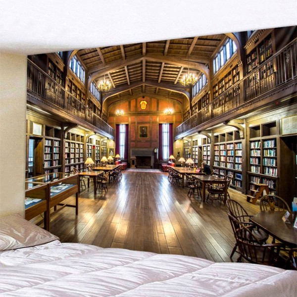 Retro Bookcase - Printed Tapestry UK