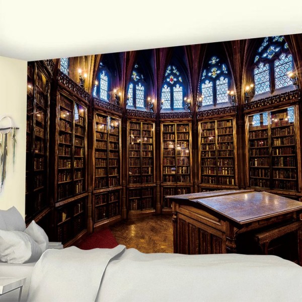 Retro Bookcase - Printed Tapestry UK