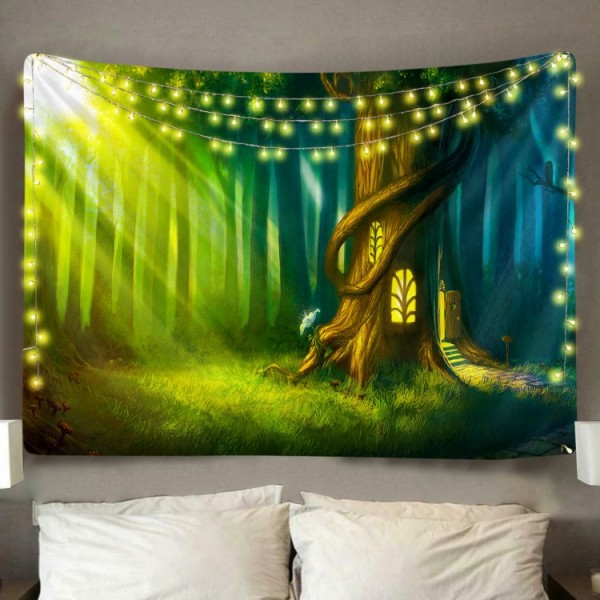 Fantasy Treehouse - Printed Tapestry UK