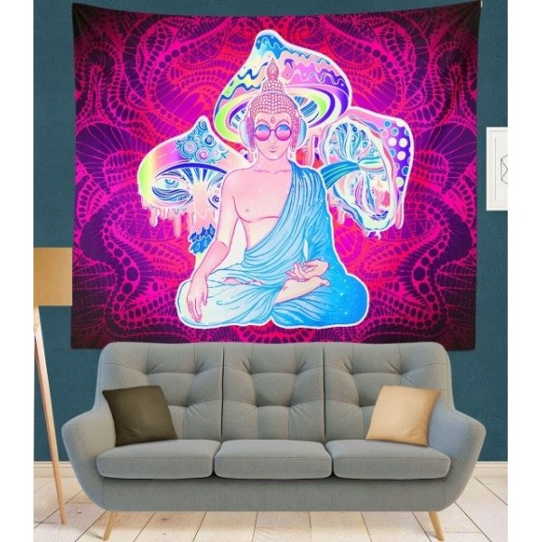 Buddha and Mushroom - Printed Tapestry UK