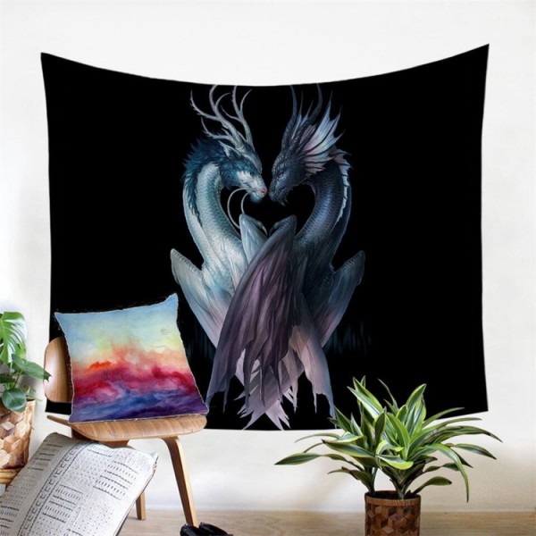 Yin Yang Dragons - Printed Tapestry UK