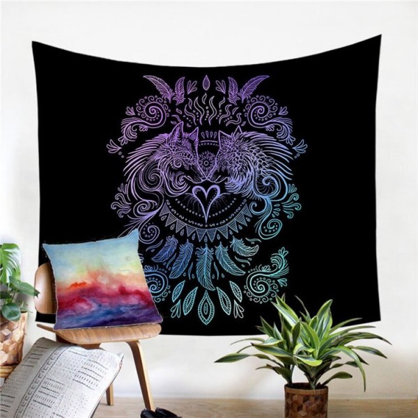 Wolves Heart Black - Printed Tapestry UK