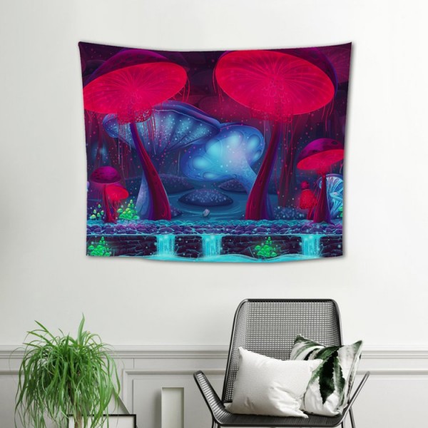 Wall Carpets Red Blue Mushrooms Wall Hanging Tapestry for Background Room UK