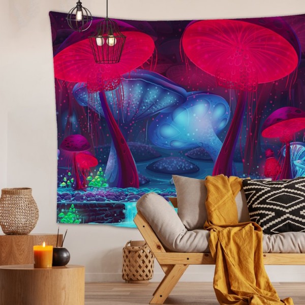 Wall Carpets Red Blue Mushrooms Wall Hanging Tapestry for Background Room UK