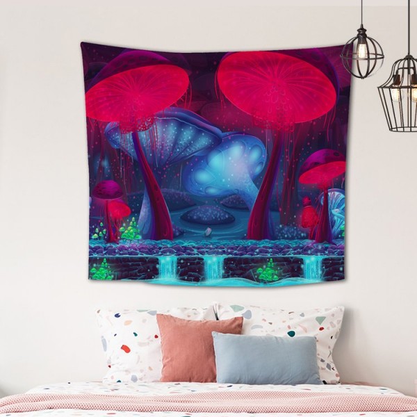 Wall Carpets Red Blue Mushrooms Wall Hanging Tapestry for Background Room UK