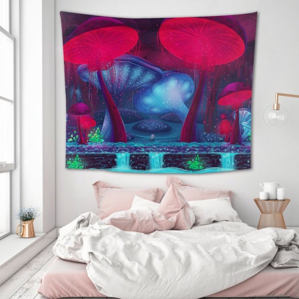 Wall Carpets Red Blue Mushrooms Wall Hanging Tapestry for Background Room UK
