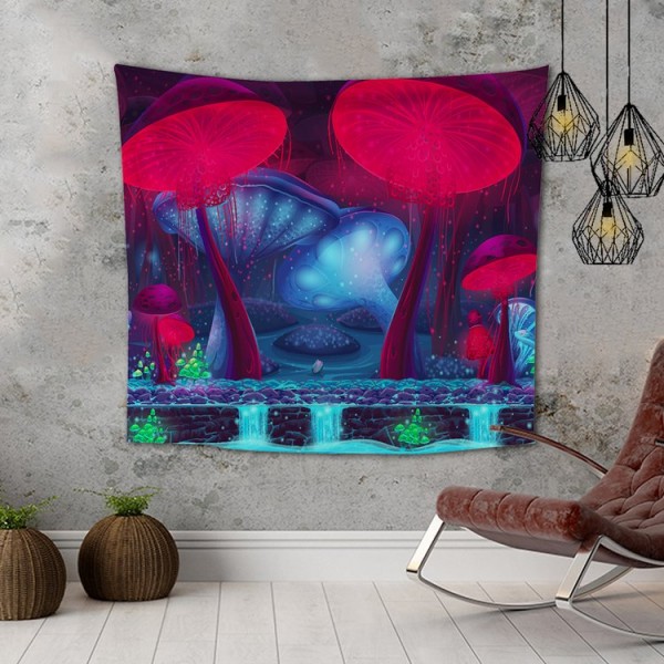 Wall Carpets Red Blue Mushrooms Wall Hanging Tapestry for Background Room UK