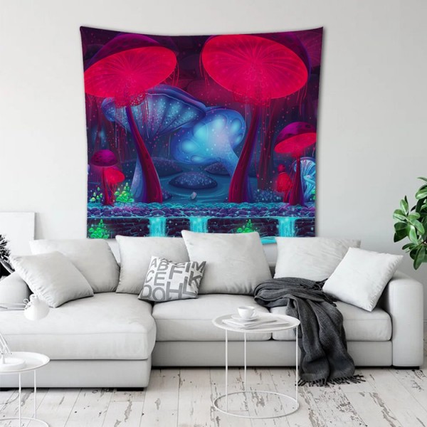 Wall Carpets Red Blue Mushrooms Wall Hanging Tapestry for Background Room UK