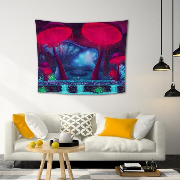 Wall Carpets Red Blue Mushrooms Wall Hanging Tapestry for Background Room UK