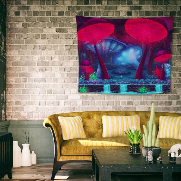 Wall Carpets Red Blue Mushrooms Wall Hanging Tapestry for Background Room UK