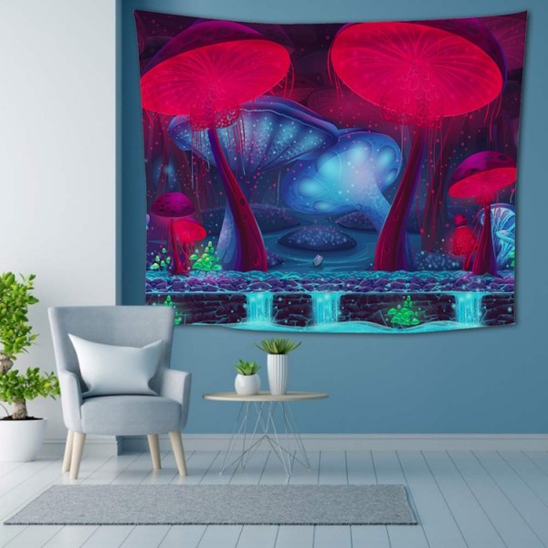 Wall Carpets Red Blue Mushrooms Wall Hanging Tapestry for Background Room UK